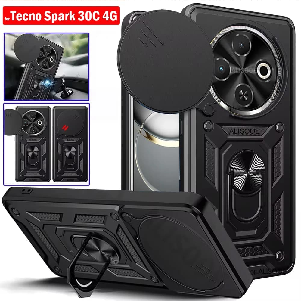Armatura Fonda per Tecno Spark 30C 4G (KL5, kl5n) Custodia per obiettivo fotocamera scorrevole Proteggi anello Supporto Cover posteriore per Tecno Spark 30C Capa