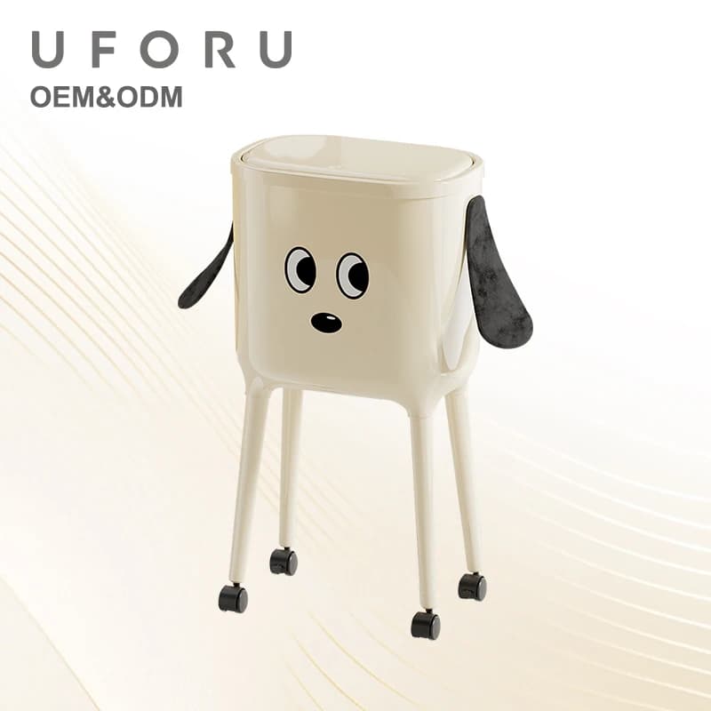 UFORU Cestino per Rifiuti a Forma di Cane con Gambe Alte, 360 ° Cestino per Rifiuti Domestici Girevole per Camera da Letto e Cucina