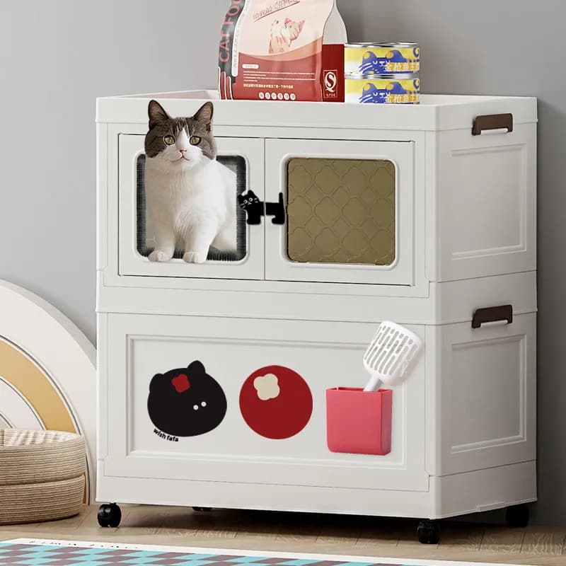 Lettiera per Gatti Extra Large con Ingresso Laterale Chiuso, Toilette Automatica a Forma di Castello, Articoli per la Casa