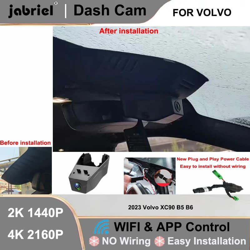 Dash Cam Anteriore e Posteriore DVR 2K 4K 2160P Wifi Plug and Play Registratore Video per Volvo XC90 B5 B6 2022 2023 2024
