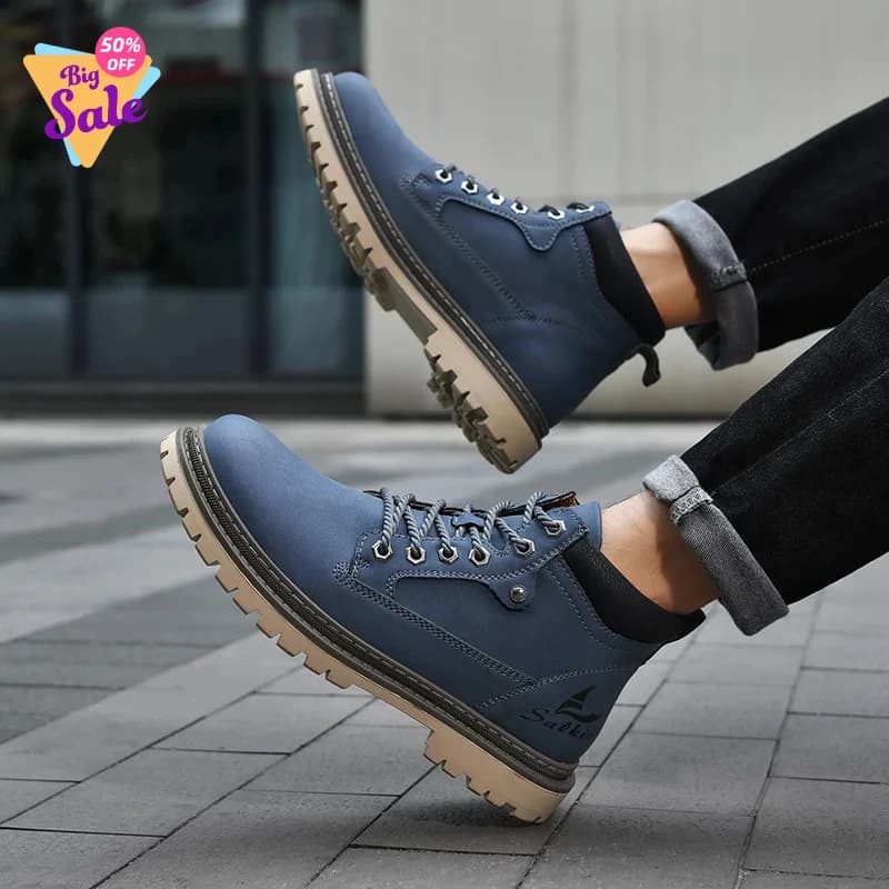 Stivali da Uomo Artigianali 202, Scarpe Invernali in Pelle, Sneakers per Escursionismo Autunnale, Calzature Antiscivolo a Collo Alto