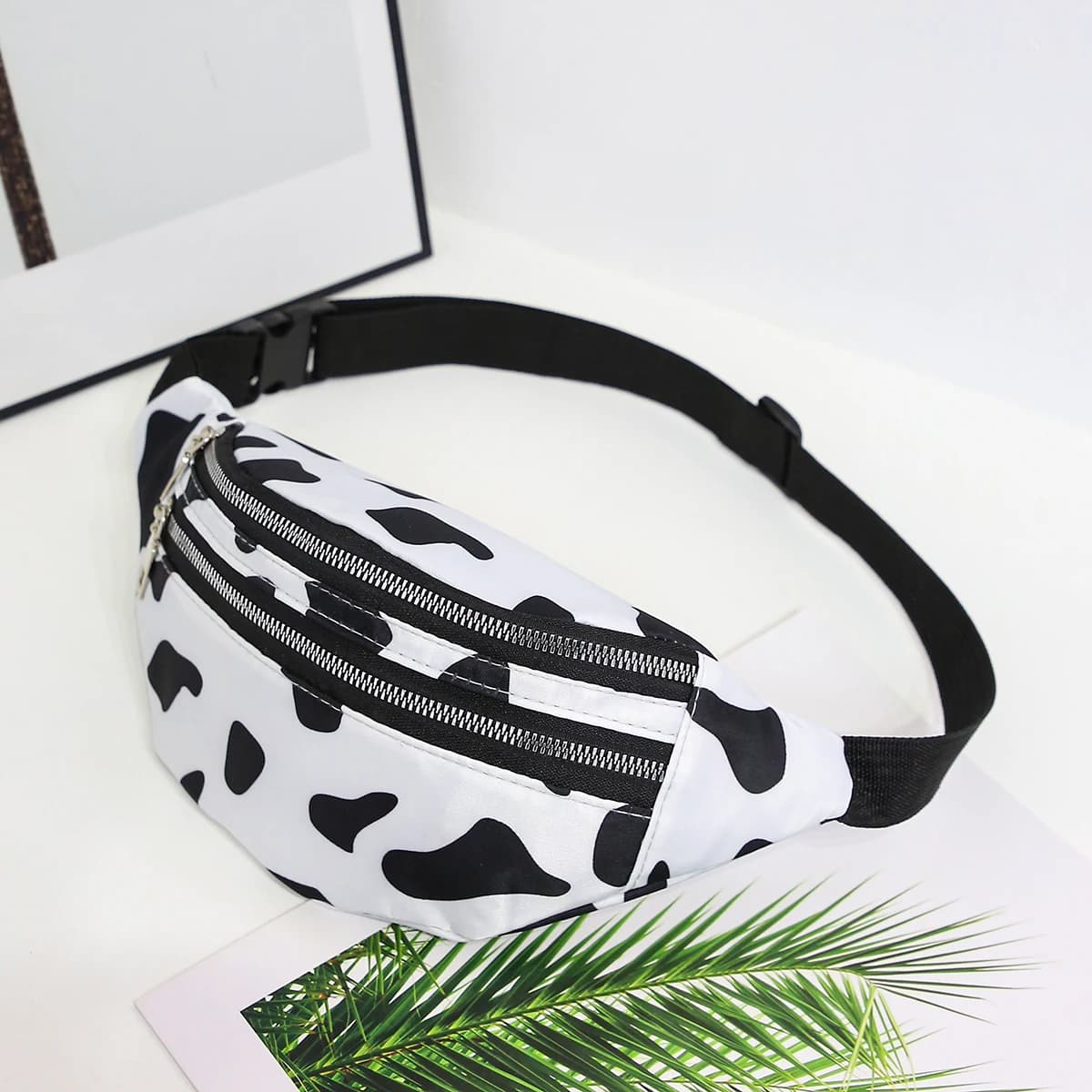 Marsupio modello mucca Stampa Borsa a tracolla da donna alla moda Borsa sportiva da petto Tasca a tracolla Cintura Bum Fanny Pack Pouch