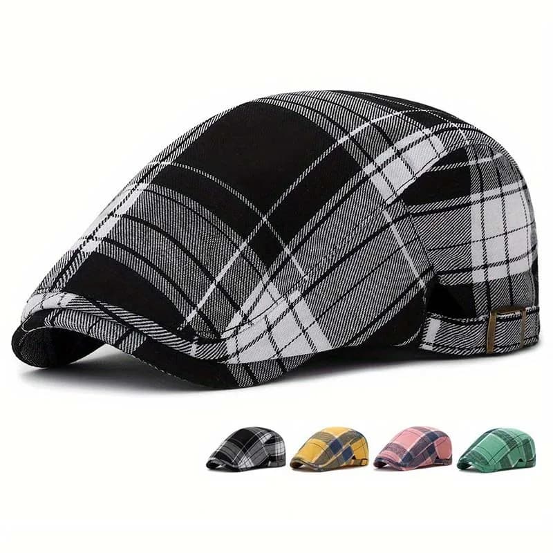 Spring Summer Berets Hats For Women Men Multicolor Plaid Herringbone Caps Duckbill Newsboy Cap Thin Cabbie Ivy Flat Hat