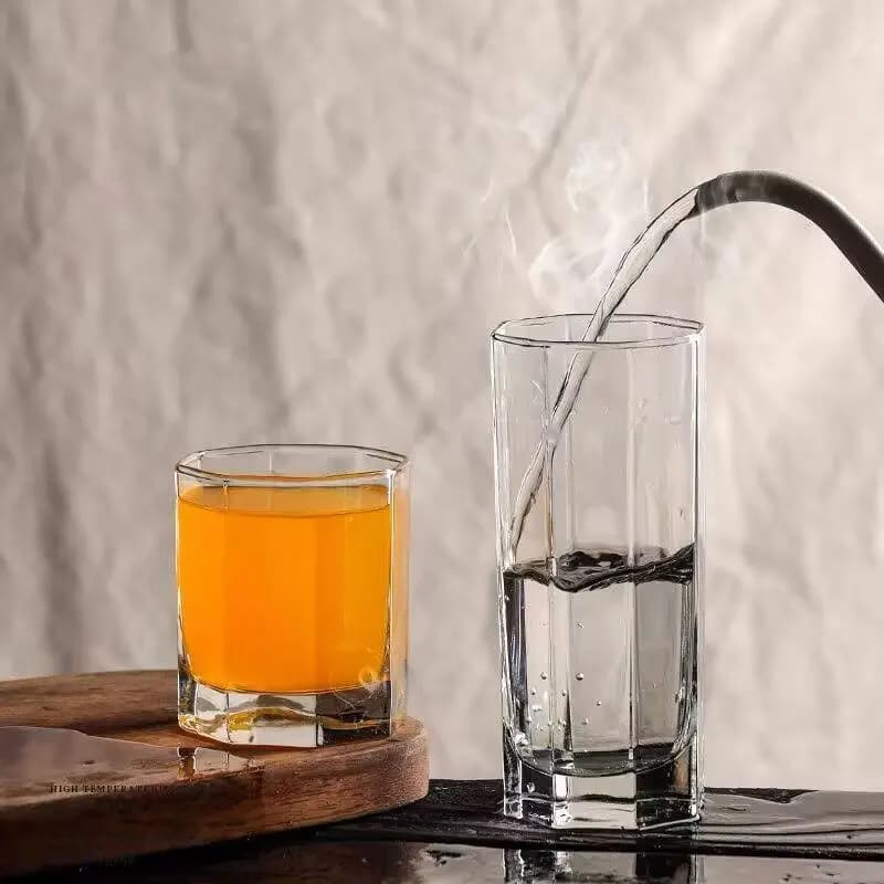 Thickened Foreign Wine Glass Transparent Soda Water Cups Classic Orange Juice Cups Household Living Room Octagonal Glass Cups