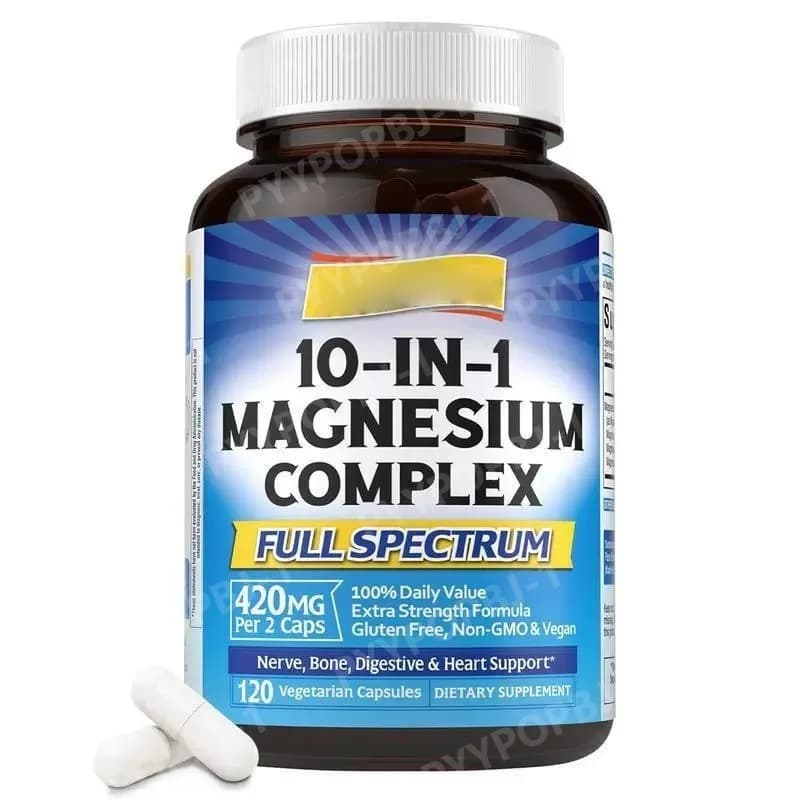 Integratore di Ferro con Vitamina C per Carenza di Ferro, Complesso di Magnesio 10 in 1 per Carenza di Magnesio