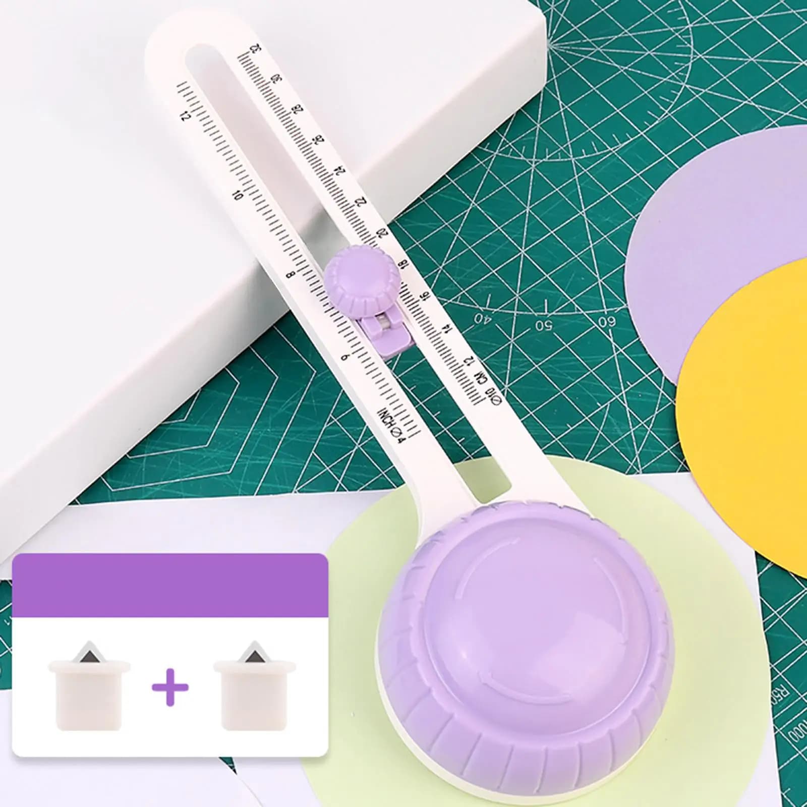 Rotary Circular Cutter Compass Style Paper Trimmer with Ruler Portable Round Cutter for DIY Invitations Postcards