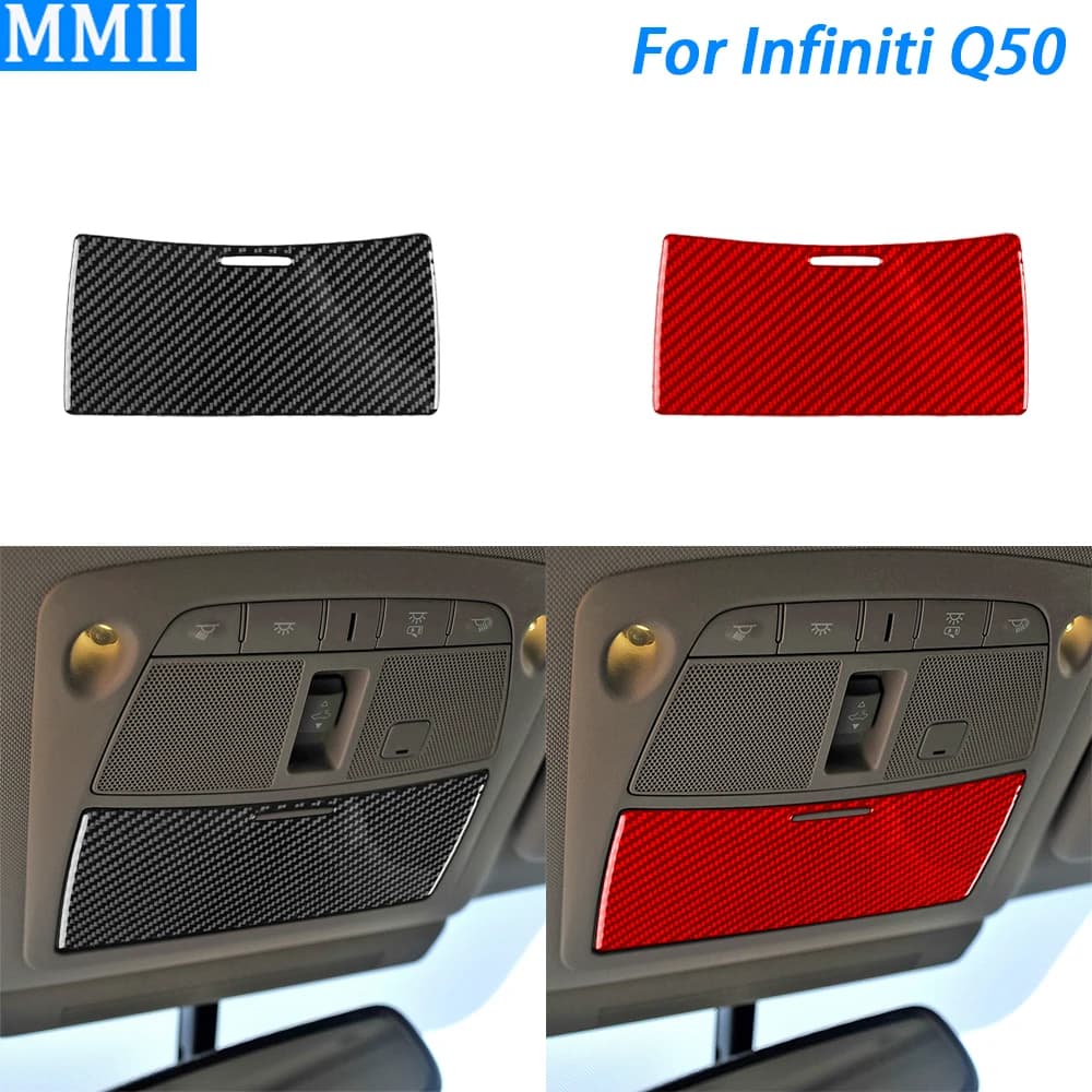 Per Infiniti Q50 2014-2020 Tetto In Fibra di Carbonio Custodia per occhiali Pannello di Copertura Decorativo Auto Decorazione di Interni Accessori Adesivo