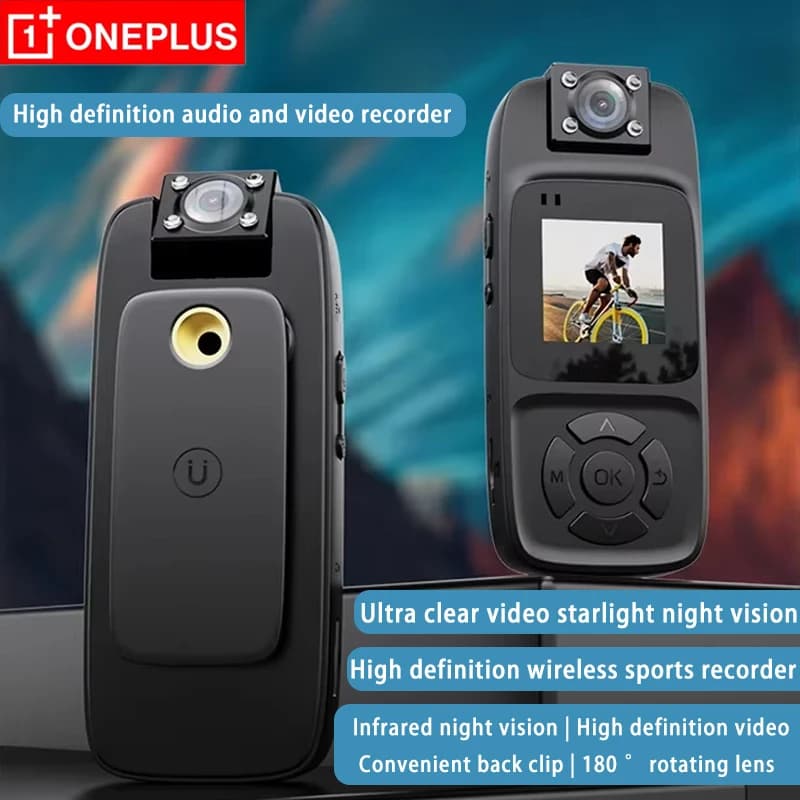 OnePlus Action Camera 4K HD with Wi-Fi connectivity, integrated screen, infrared night vision, rotating lens for outdoor and cycling activities