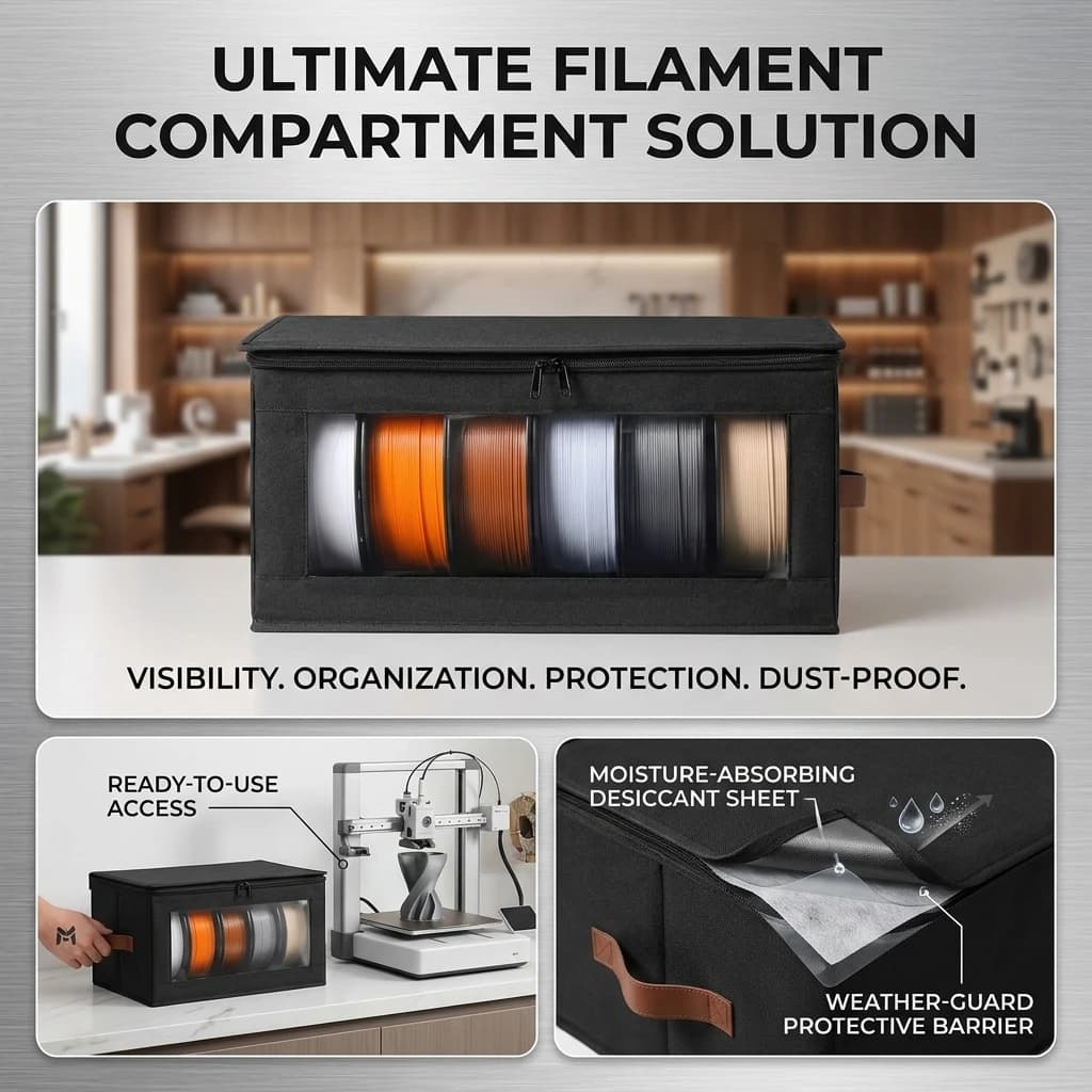 3D Printer Filament Storage Bag Moisture Proof Organizer Clear Window Pouch For 1kg PLA PETG TPU ABS Spools Foldable Carrier Bin
