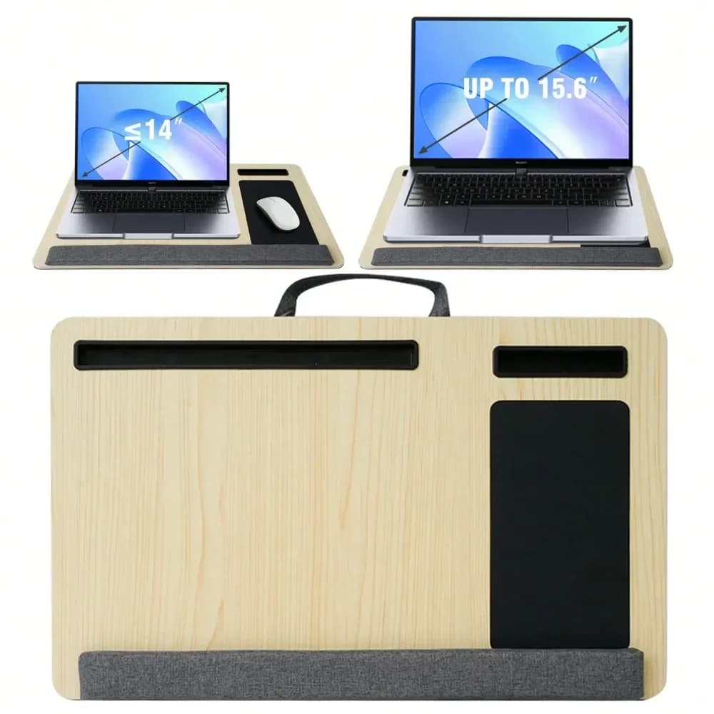Supporto per laptop da letto, adatto a laptop fino a 15,6 pollici, tavolino leggero con morbido poggiapolsi, robusto supporto per telefono e tablet, supporto per laptop Wi-Fi