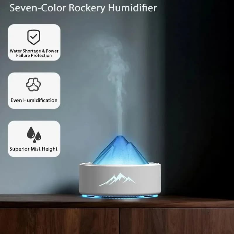 TXF【Reliable】Essential Oil Diffuser, Bedroom Glacier Aromatherapy Machine, 100ML Desktop Large Spray Humidifier, with 7 Color LE