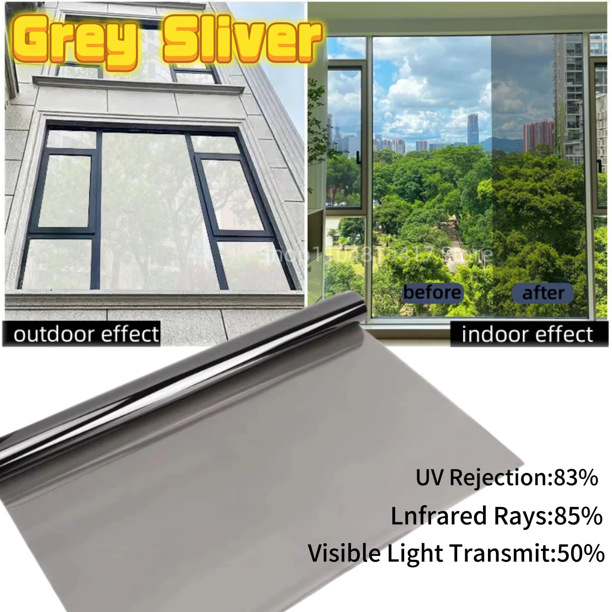 One Way Tint Window Privacy Films Anti Look Vinyl Mirror Foils Sunscreen Heat Insulation Glass Window Stickers For Home Office