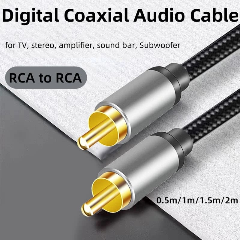 Cavo audio coassiale digitale S/PDIF RCA maschio a RCA maschio Cavo placcato oro e intrecciato per amplificatore subwoofer HDTV Home Theater