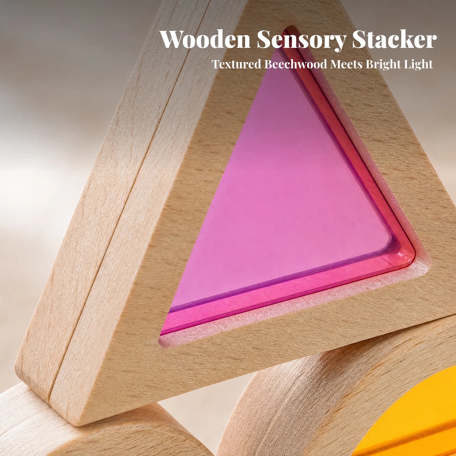 Building Block Toy Open-Ended Wooden Building Block Set with Acrylic Pieces Sensory Light Construction Toy Transparent