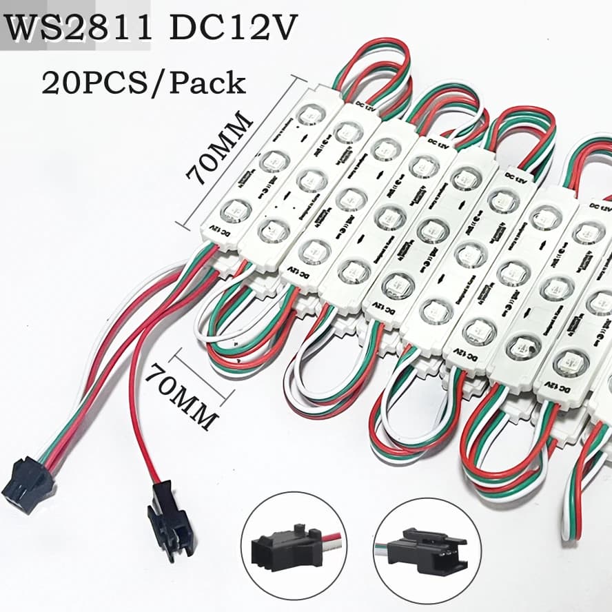 20 Pz/lotto WS2811 RGB Moduli LED Luce DC12V Impermeabile A Colori Pubblicità Lampada Negozio Cartello Lettera Light-box Decorazione