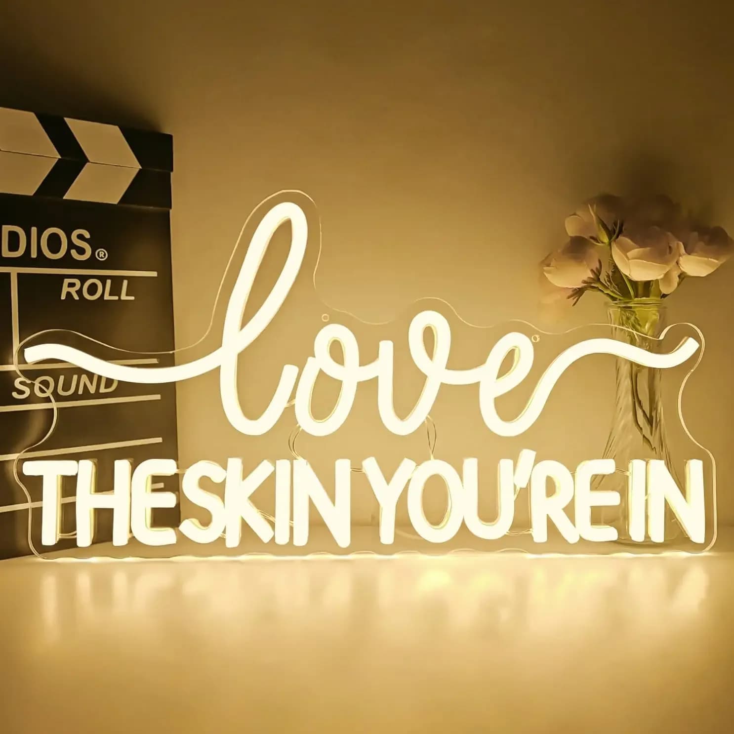 Love The Skin You're in Neon Sign Dimmable LED Neon Light for Spa Beauty Salon Skincare Waxing Esthetician Business Wall Decor