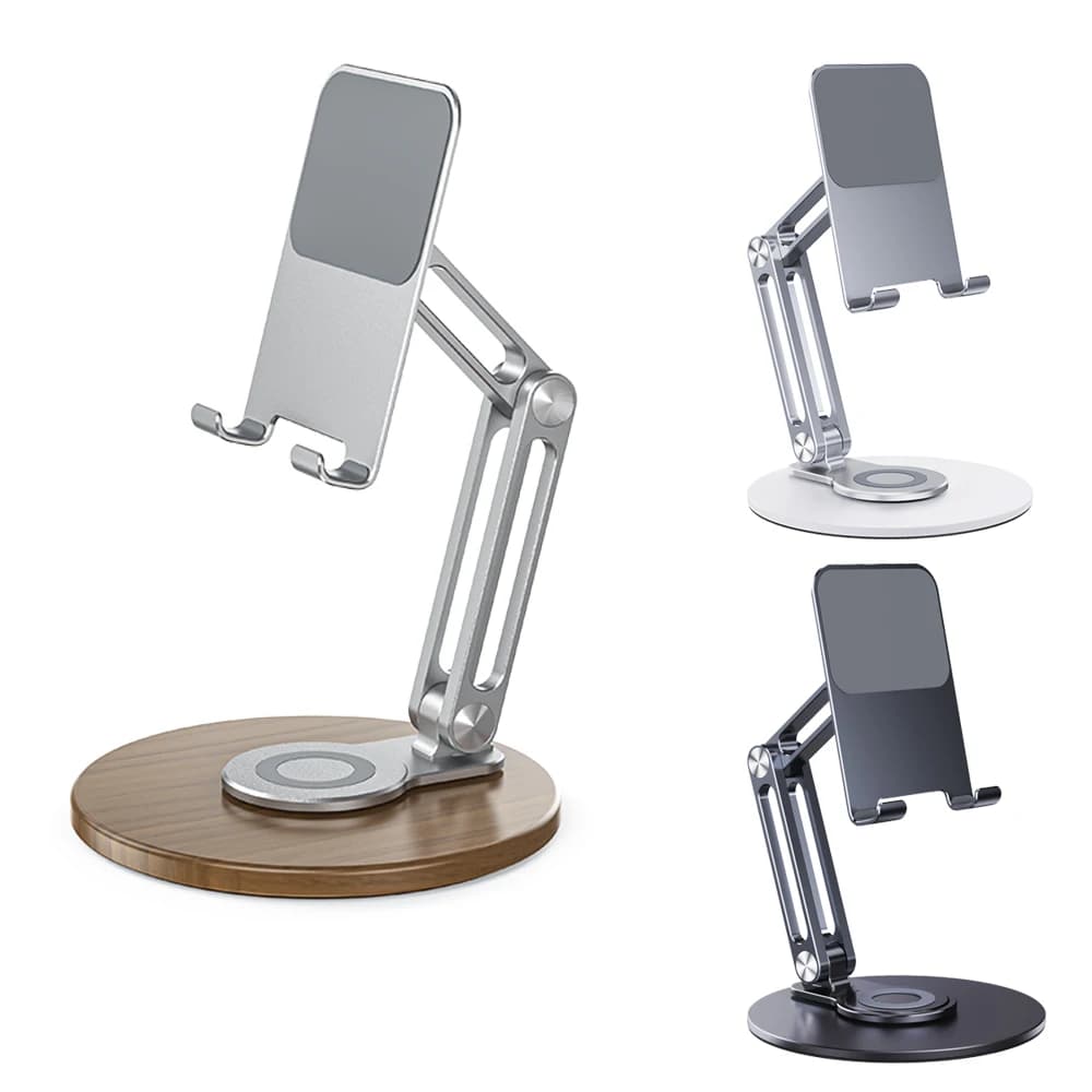 Telefono Tablet Base in legno supporto di rotazione a 360 ° per iPad iPhone cellulare Smartphone telefono lettore di telefoni cellulari supporto universale