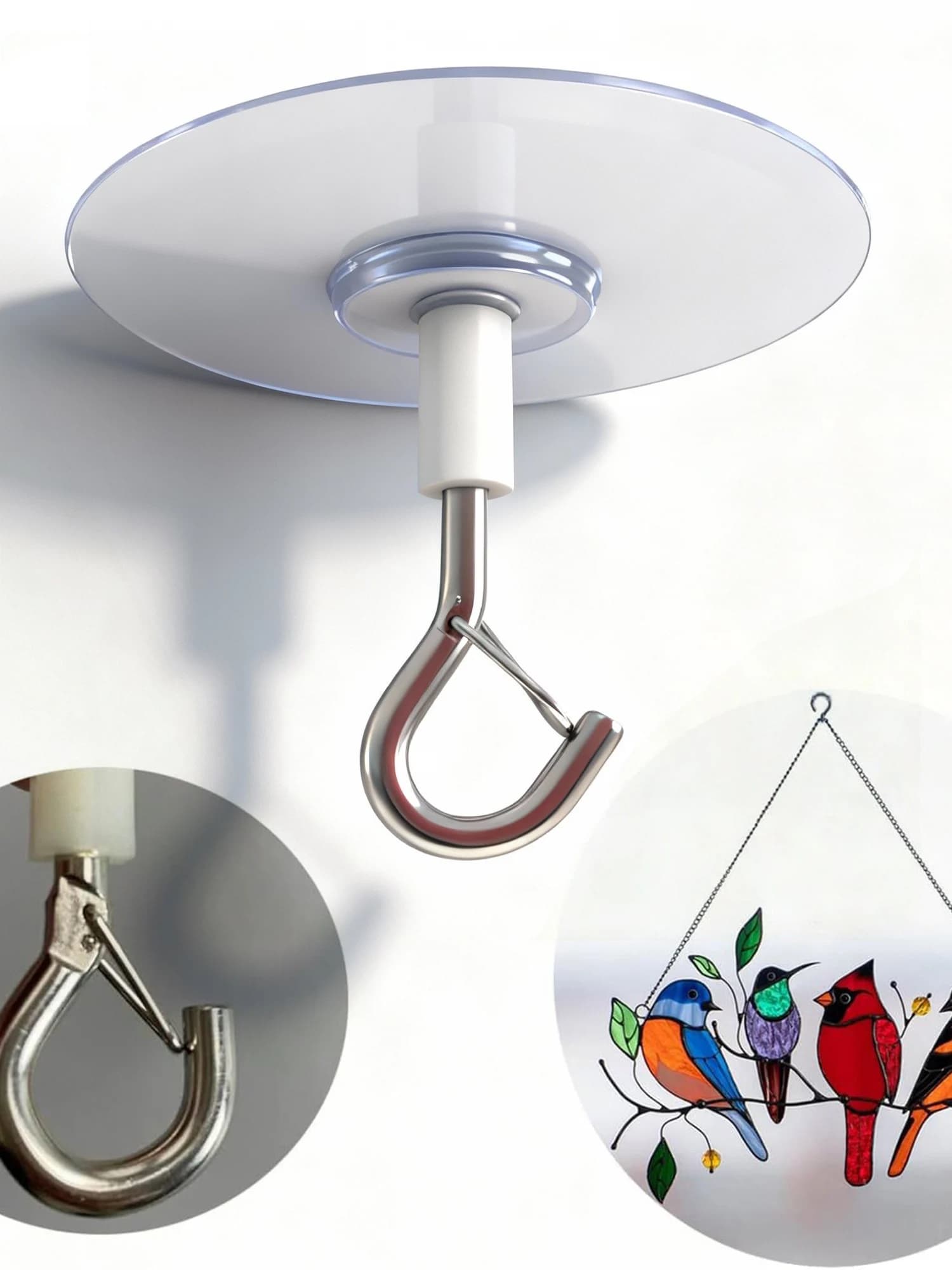 Gancio a ventosa potente per lanterne, appendiabiti verticale in vetro, senza chiodi, senza foratura, per soffitto