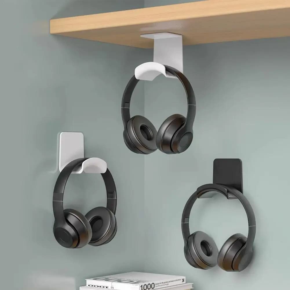 Universal Headphone Stand Adhensive Plastic Wall Mount Hanger For Gaming Earphone Bracket Holder Shelf Storage Accessories