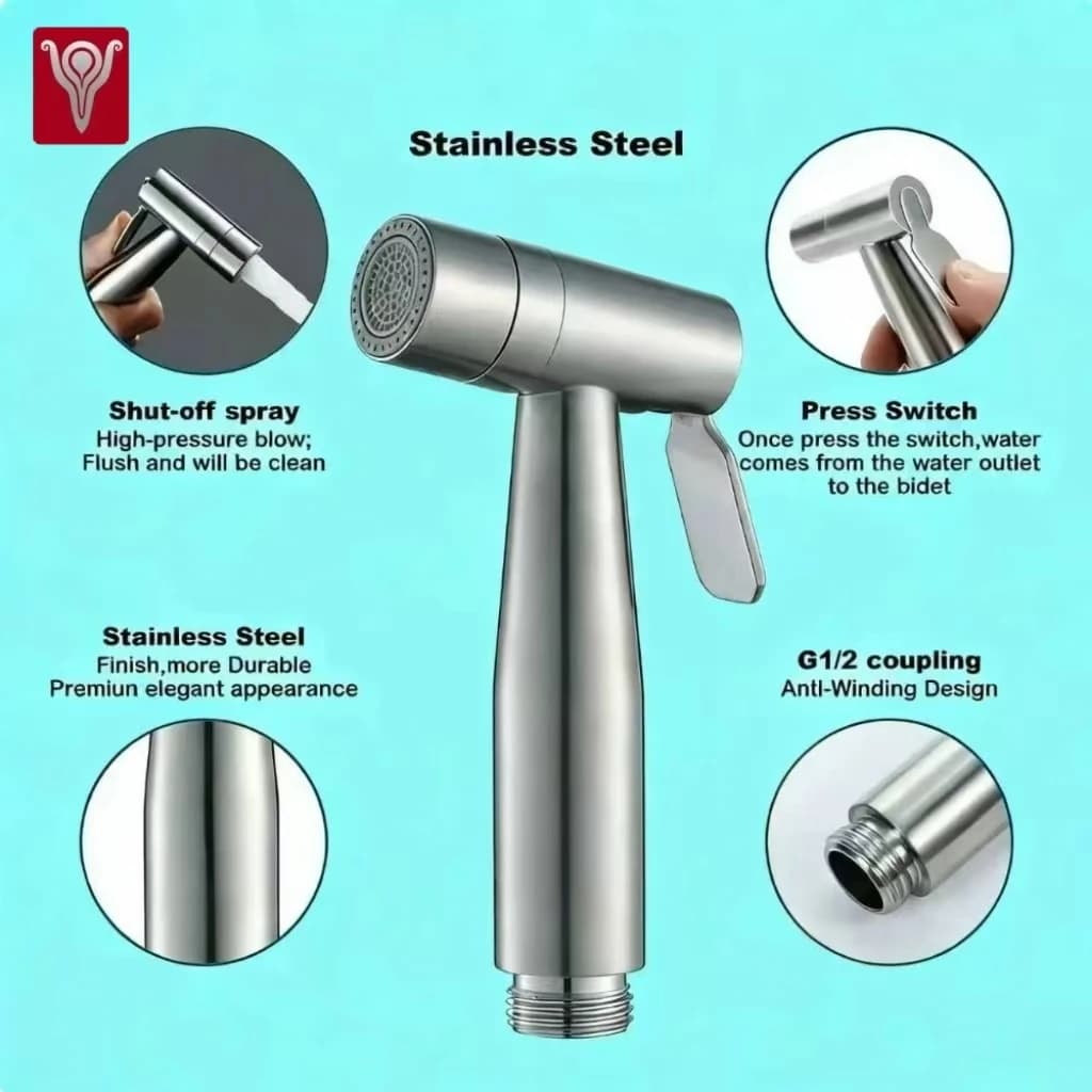Spruzzatori Bidet Manuali, Spruzzatore d'Acqua Spazzolato, Nuovo Rubinetto in Acciaio Inossidabile, Pistola Spray, Rubinetto Bidet Manuale per WC in Acciaio Inossidabile