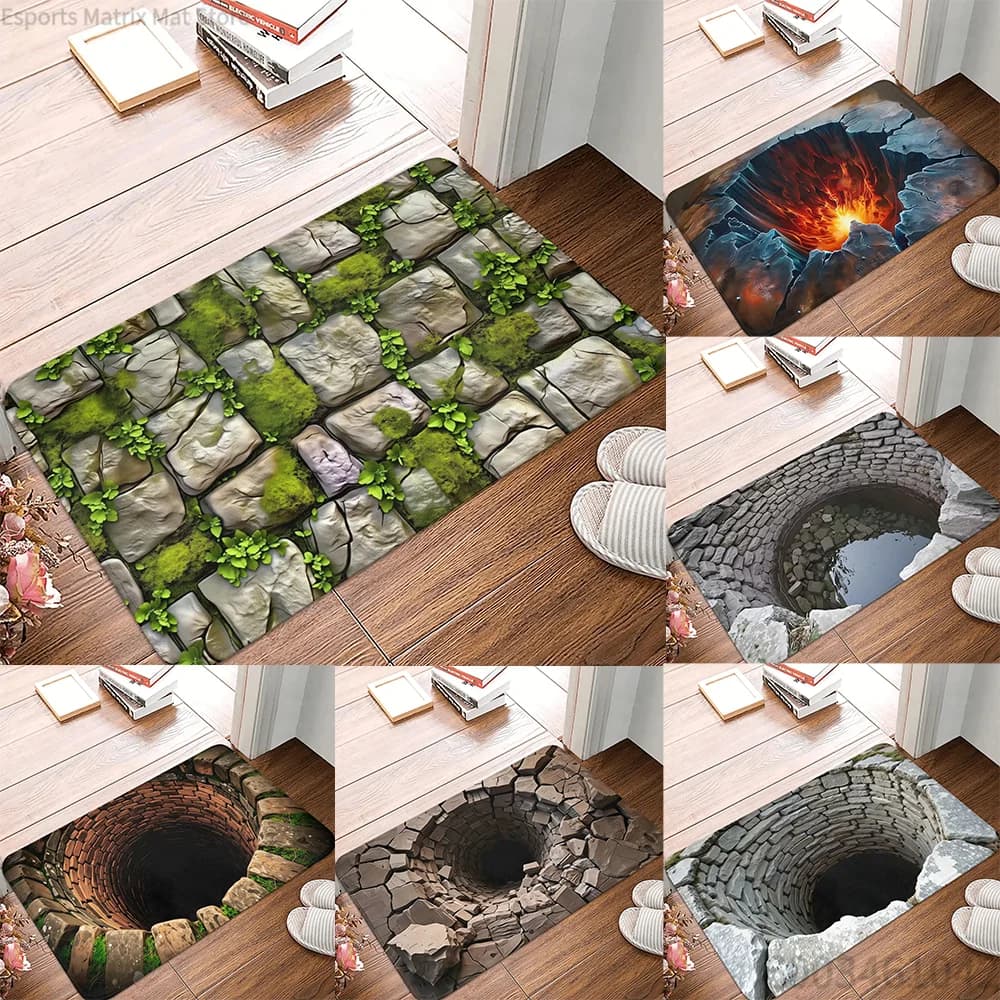 Tappetino Antiscivolo con Illusione Ottica 3D Abisso Infinito, Lavabile in Lavatrice, per Bagno, Camera da Letto, Campeggio, Yoga, Tappeto Durevole