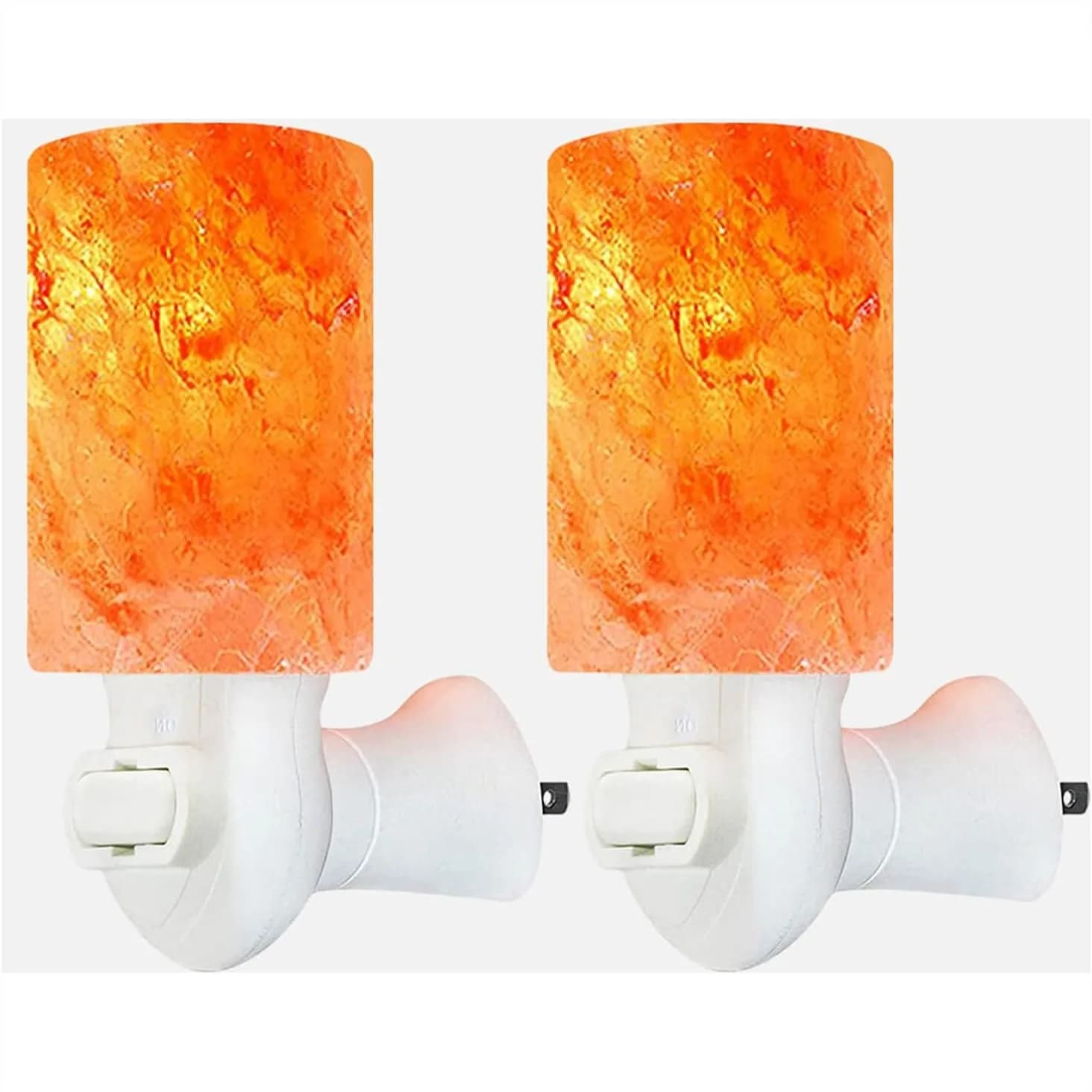 Lampada Notturna a Sale dell'Himalaya, Set da 2, Forma Cilindrica, 360° ° Base Girevole con Interruttore On/Off