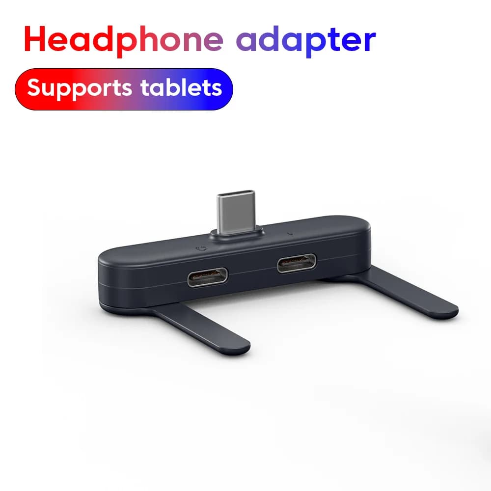 Adattatore Elough 2 in 1 da USB-C a USB-C con supporto integrato, ricarica rapida, adattatore USB-C a USB-C per cuffie