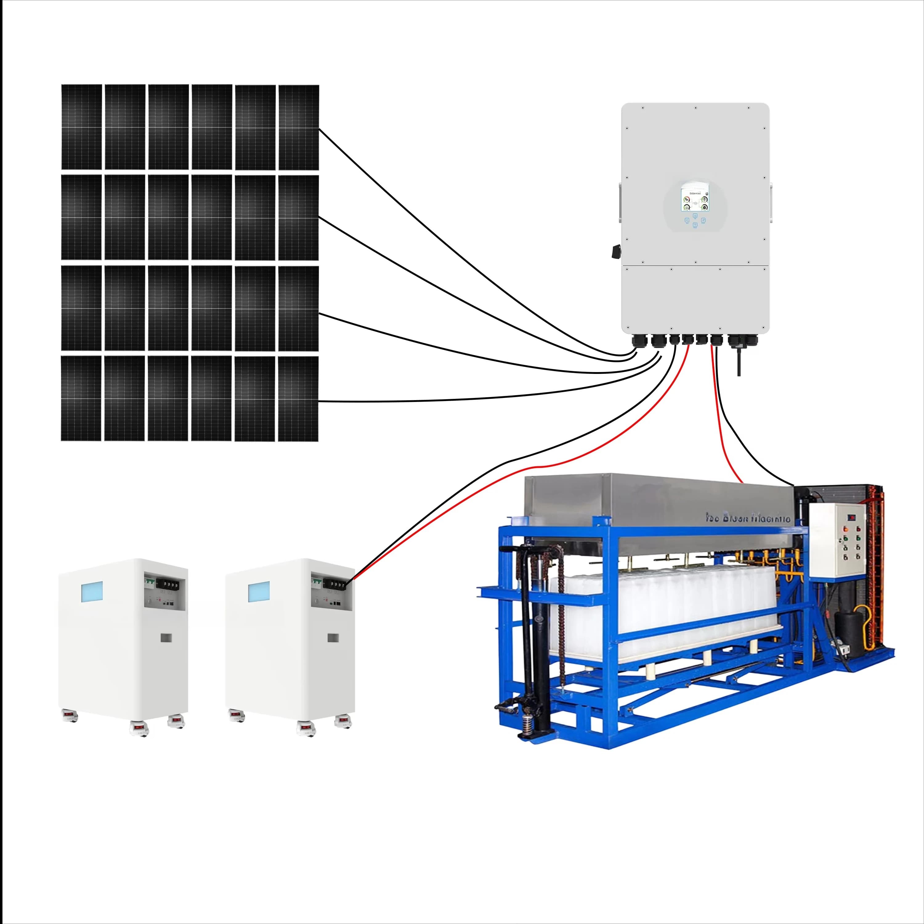 Macchina per la produzione di blocchi di ghiaccio industriale commerciale personalizzabile ad energia solare con sistema di pannelli solari per aziende