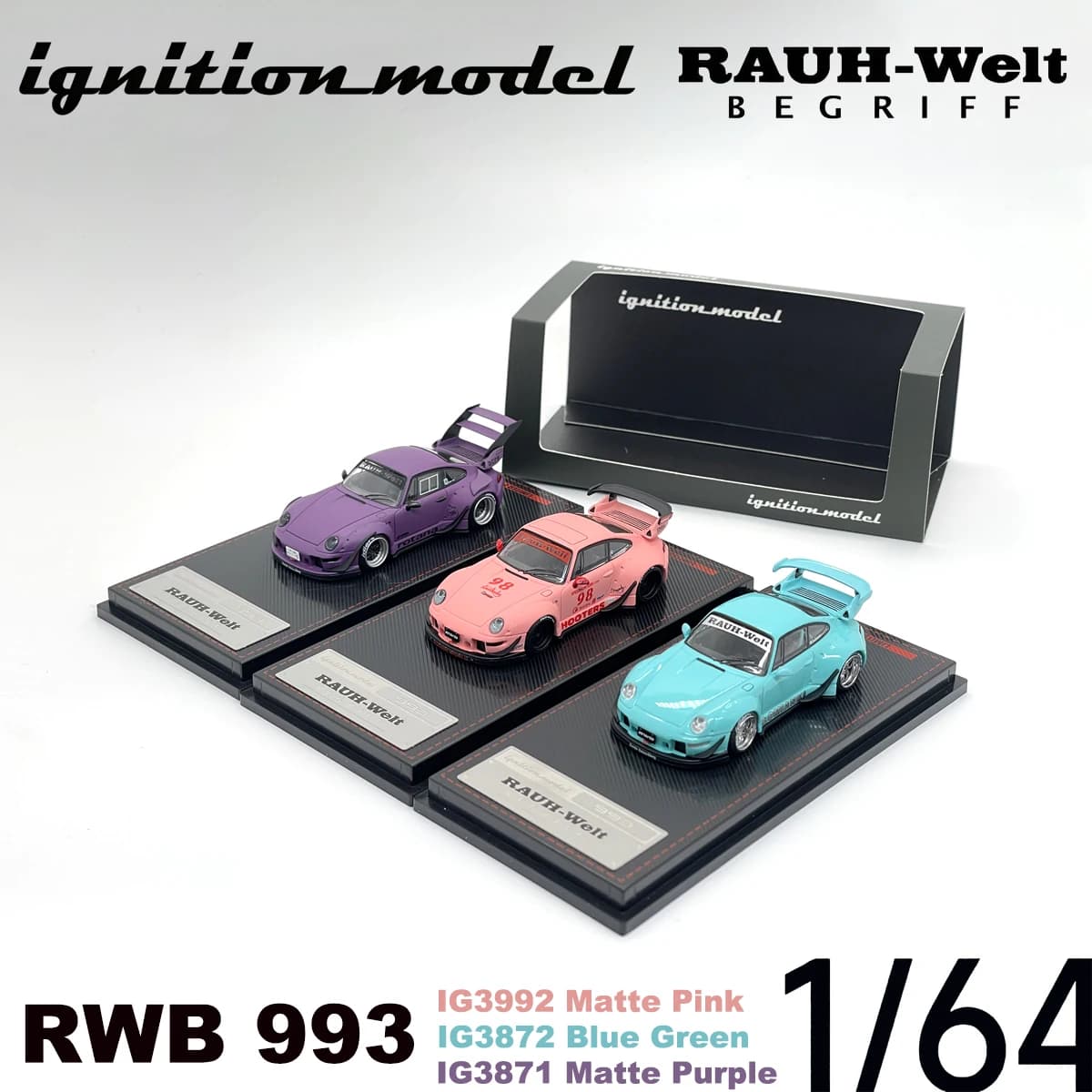 Ignition Model 1:64 IG3992 Matte Pink IG3872 Blue Green IG3871 Matte Purple RWB 993 Diecast Collectible Model Vehicles in Stock
