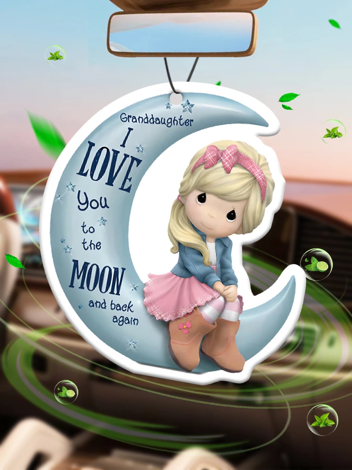 Profumatore per auto a forma di luna, simpatico cartone animato, regalo di compleanno per ragazza, profumo a lunga durata.