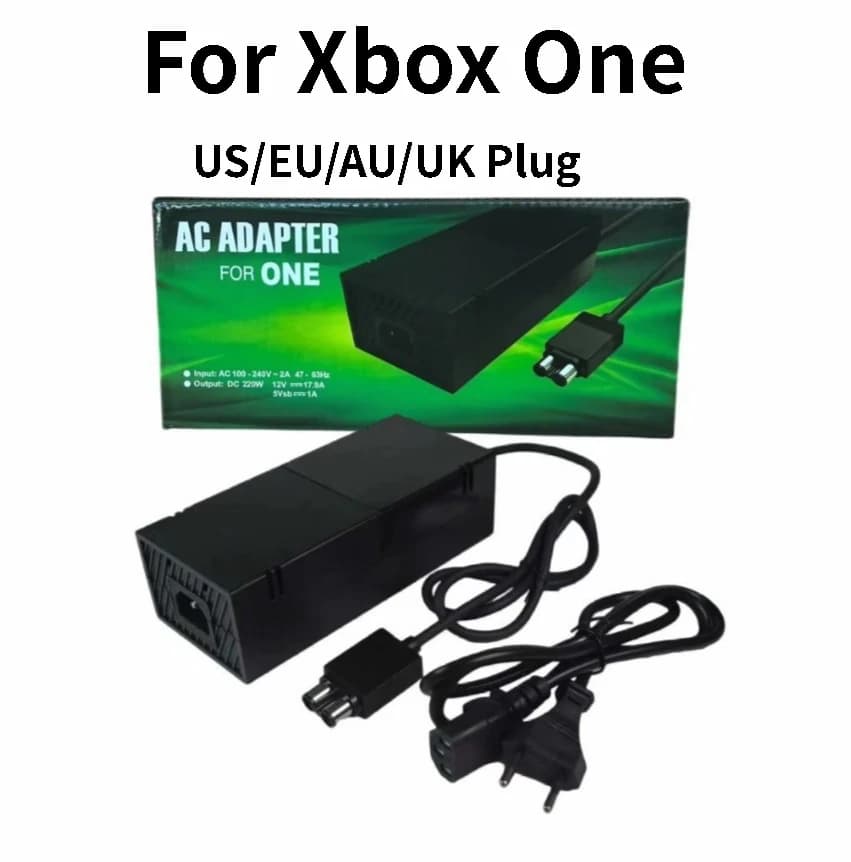 For Xbox One Charger Console Power Supply US/EU/AU/UK Plug AC Adapter with Power Cord 12V 110V-220V AC Replacement Charger