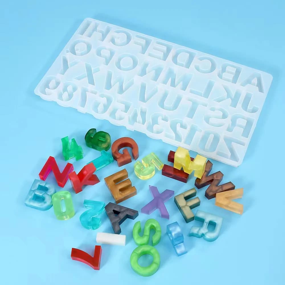 Home DIY Decor 1PC Crystal Epoxy Resin Silicone Mold Small/Large Alphabet Letter Number Casting Soft Multi-Purpose Baking Mould