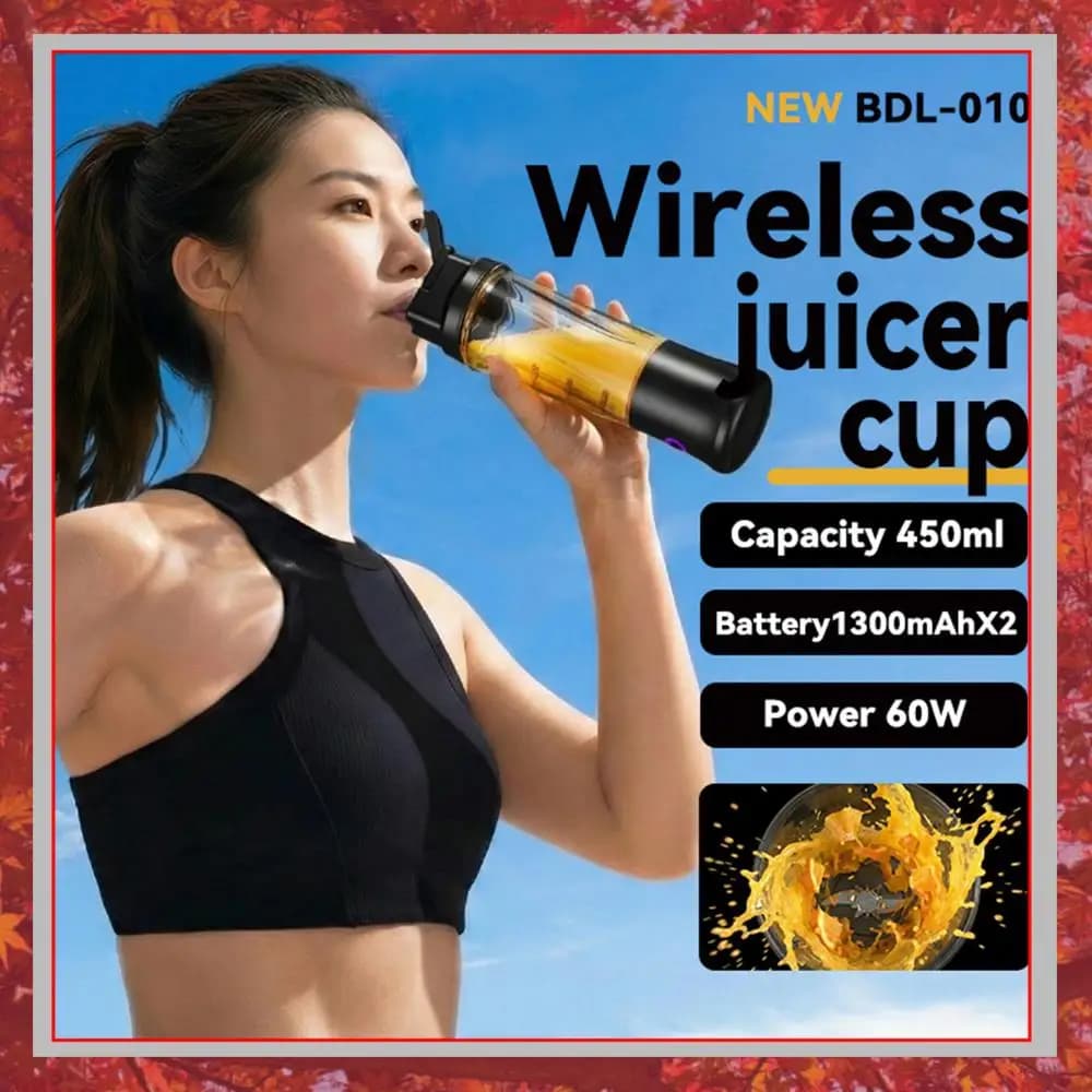 Portable Blender for Smoothies Juicing and Food Processing 450ML Cordless Personal Blender Rechargeable for Picnic/Sports/Office