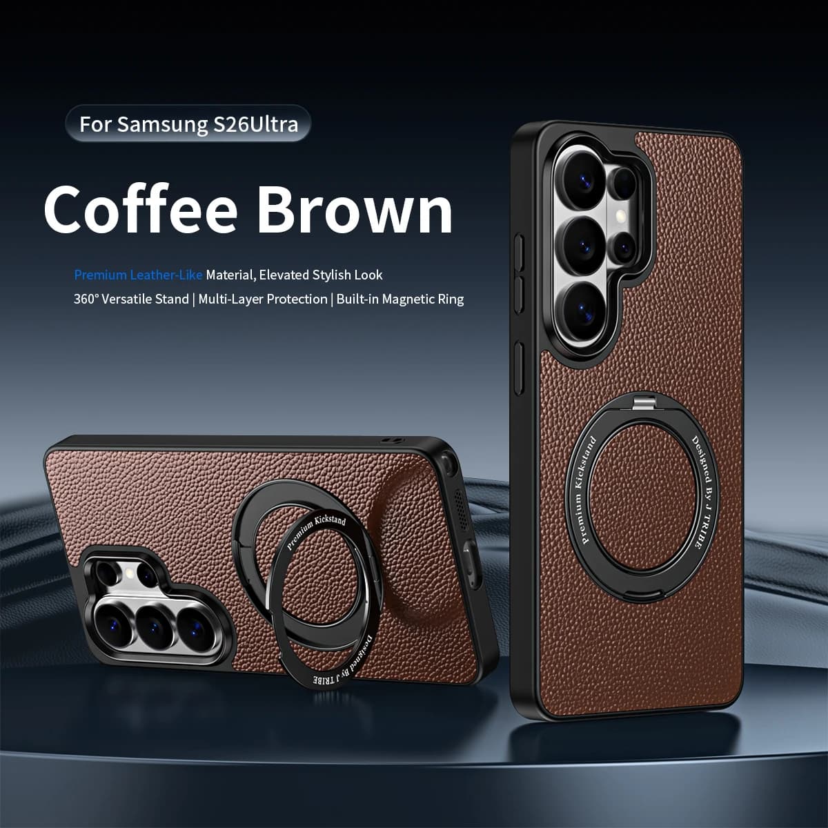 Magnetic 360° Rotating Stand Phone Case For Samsung Galaxy S24 S25 S26 Ultra Luxury Leather Holder Phone Cover Wireless Charging