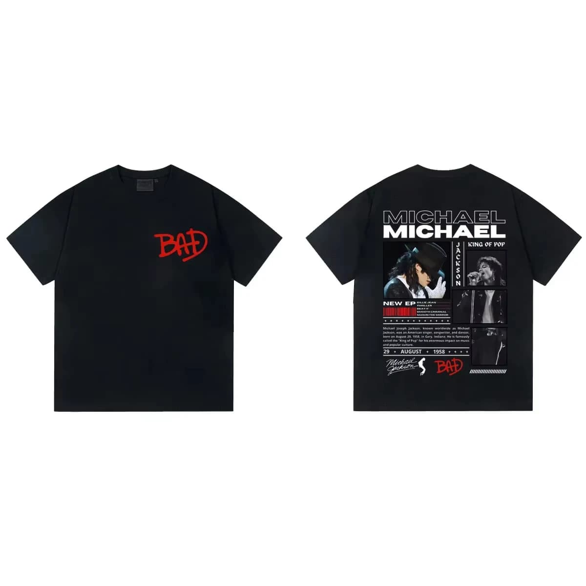 90s Classic Rock Singer Michael Jackson Unisex Vintage Fashion Short Sleeve Casual Summer Women And Men T-shirt