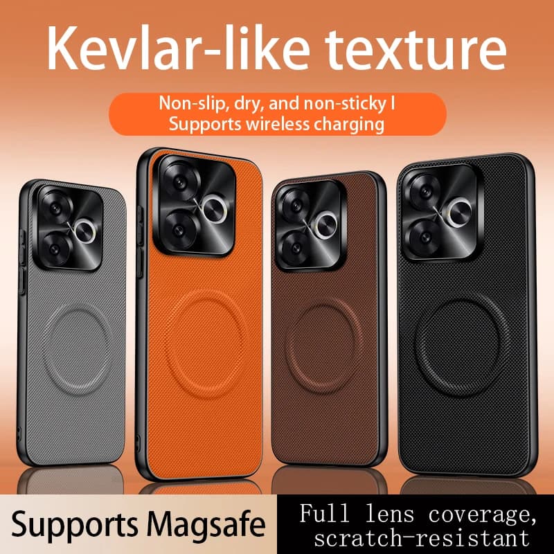 For Xiaomi POCO F6 Case For MagSafe Magnetic Matte Fine Grained Leather Shell Metal Lens Frame Cover For Poco F6 5G Redmi Turbo3