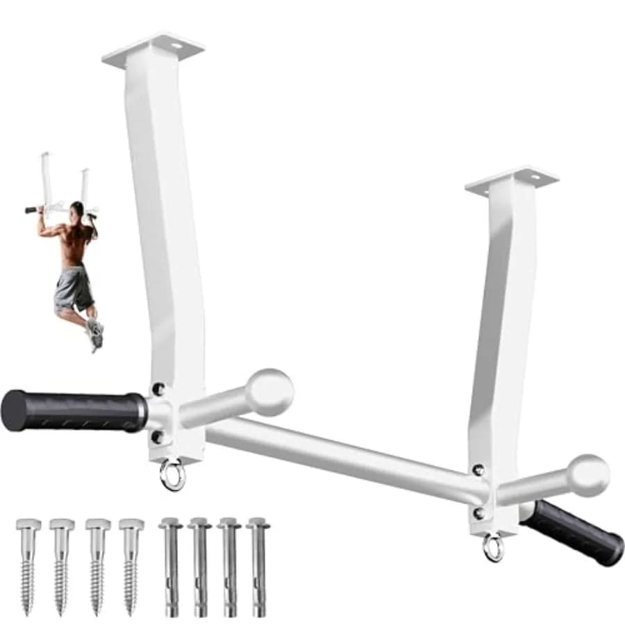 Barra per trazioni a soffitto, resistente 600 libbre, multi-impugnatura, per trazioni e chin-up, da 24/16 pollici, per travi di palestra/garage/base