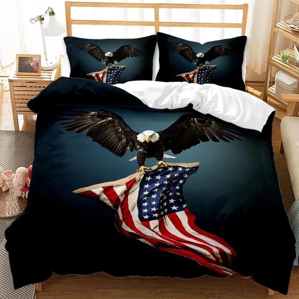Set Pee Paddling Eagle Children's Polyester Bed Linen Adult King Queen Size Grey White Cushion Set Pee Pad