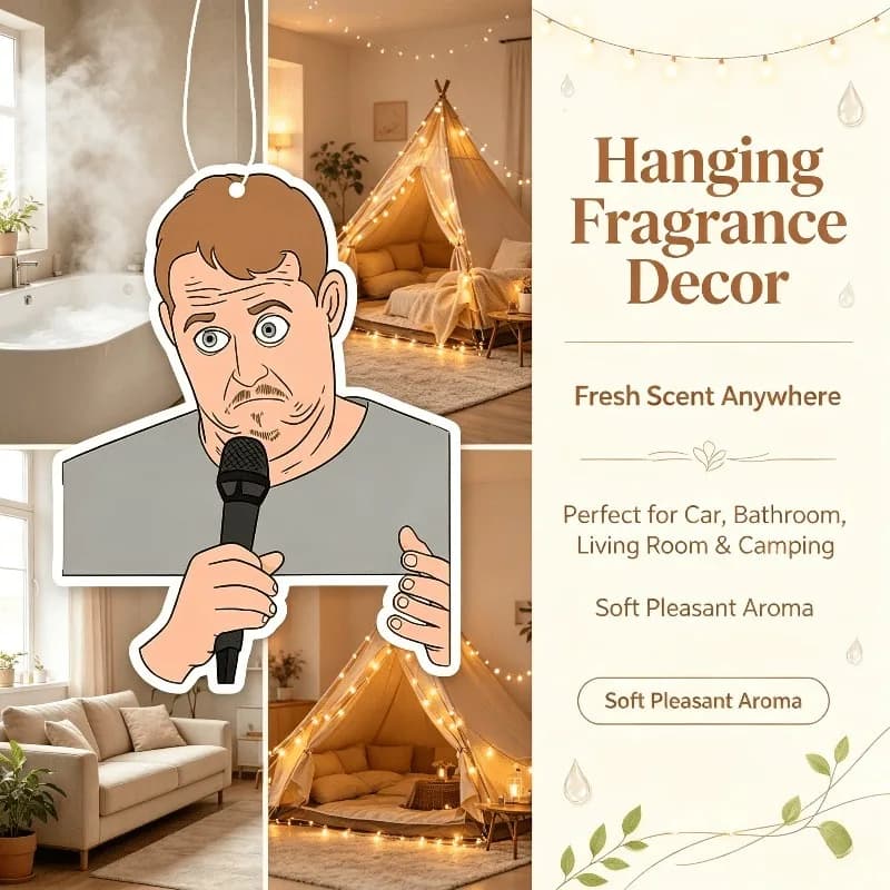 Car Air Freshener Funny Host Character With Microphone Hanging Scent Card for Car Interior Decor Rearview Mirror Ornament Gift