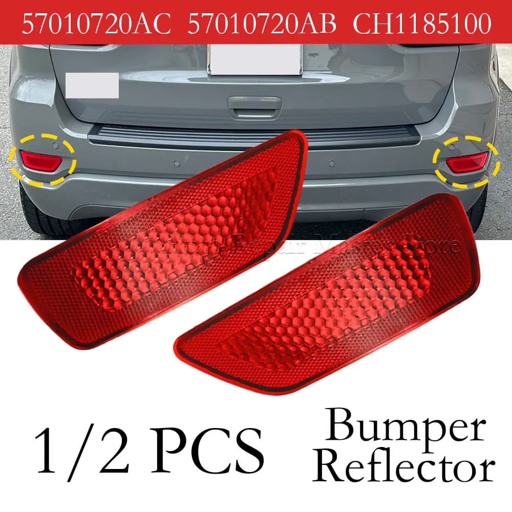 1/2pcs Car Red Tail Warning Reflector Light Shell For Grand Cherokee Compass Dodge Journey Bumper Fog Lamp Lens Cover 57010720AC