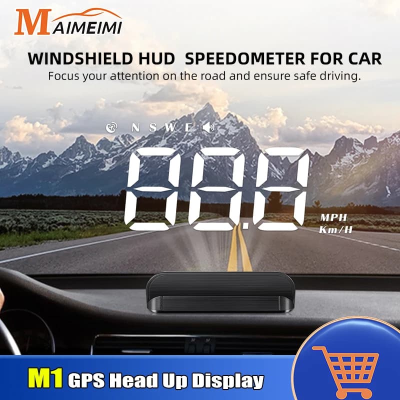 M1 HUD GPS Car Head Up Display computer di bordo Parabrezza Proiettore Tachimetro digitale KMH MPH Monitor Accessori elettronici