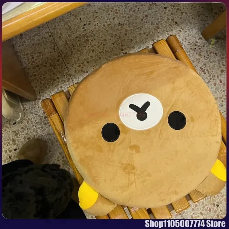 Kawaii Rilakkuma Bear Autumn and Winter Cushion Cotton Dormitory for Students Room Office Chair Cushion Washable Removable Plush