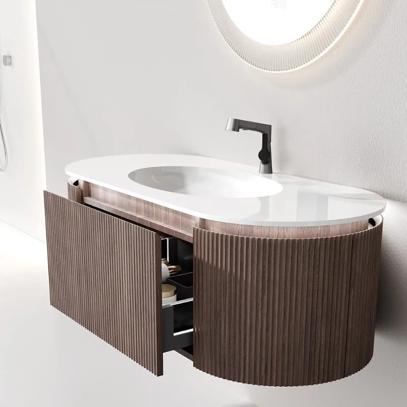 Marrone WC Vanity Direct Modern Wholesale Mobiletto da bagno impermeabile Vanity con lavabo e specchio