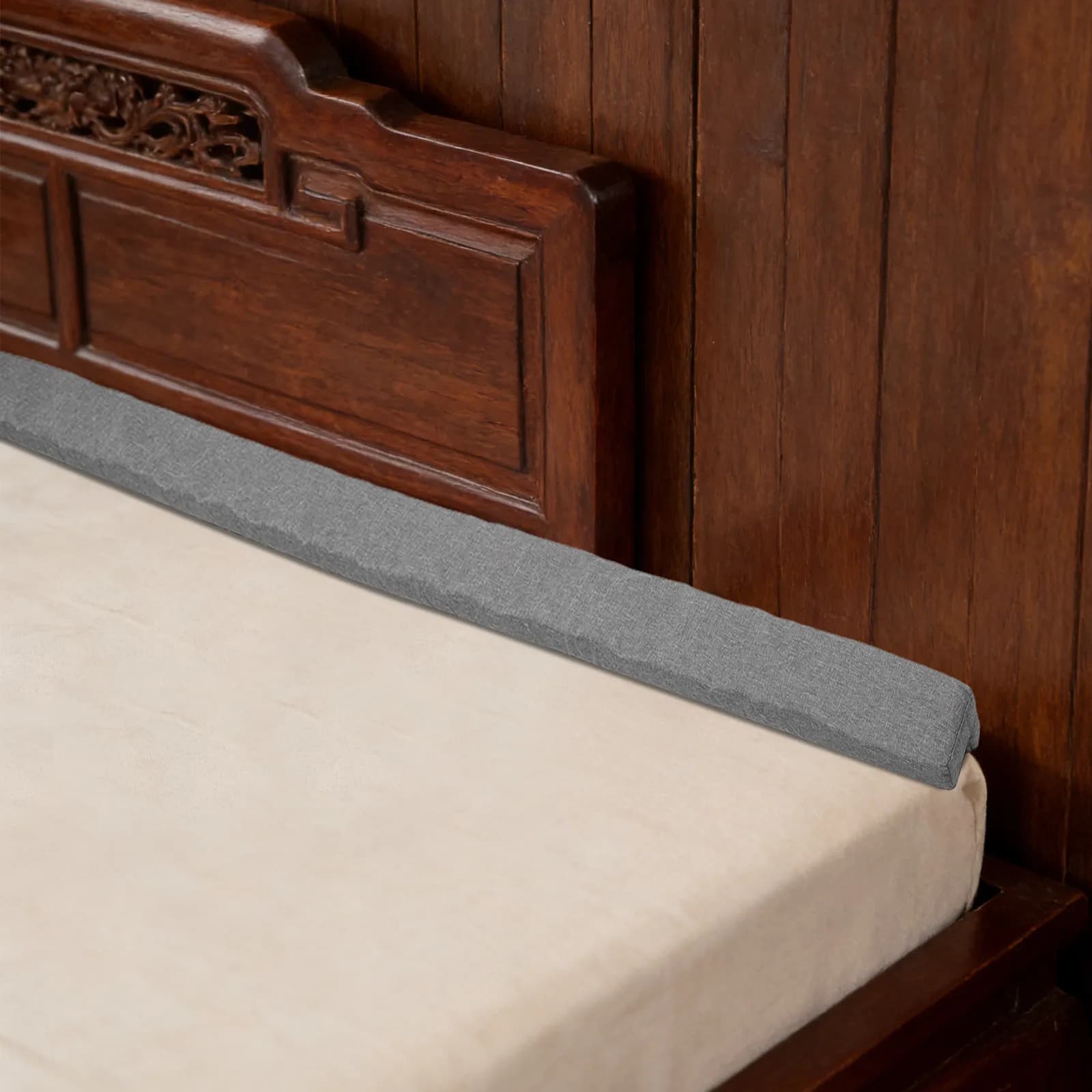 L Shaped Mattress Gap Filler Grey Slipcover Crack Stopper Bed Wall Side Gap Filler Flexible Sofa Space Wedge Couch Cover Rods