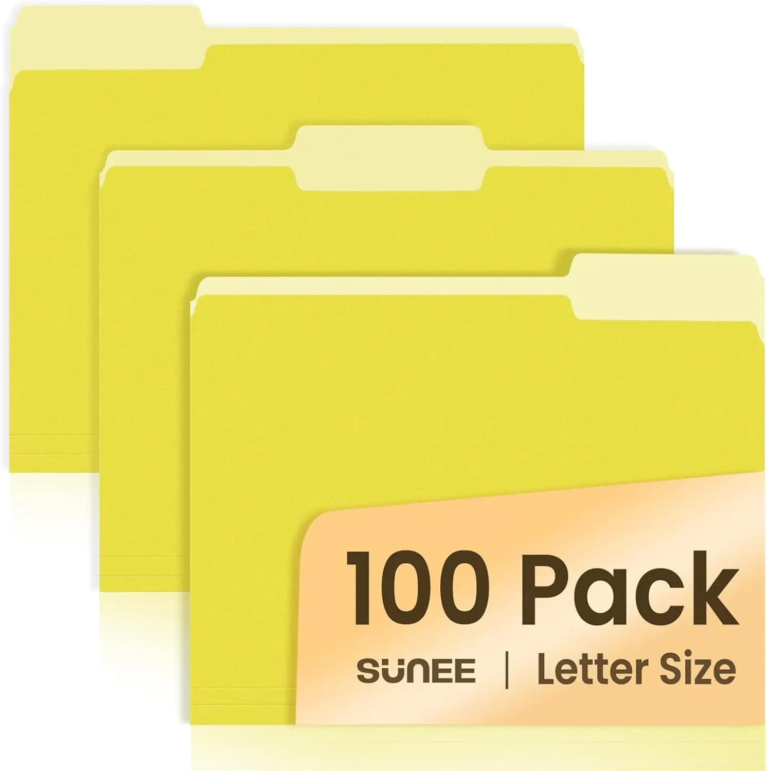 Cartelle Portadocumenti Gialle Formato Letter, Confezione da 100 con Linguette a 1/3 di Lunghezza per Documenti Ufficio Casa Scuola