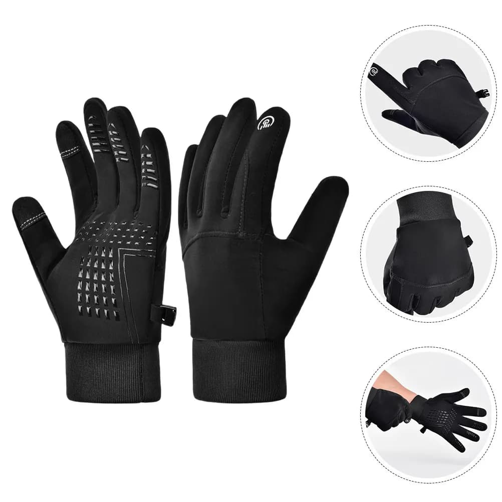1 paio di guanti invernali da ciclismo impermeabili, antivento, con rivestimento termico, antiscivolo, compatibili con touchscreen, per uomo e donna, per equitazione all'aperto