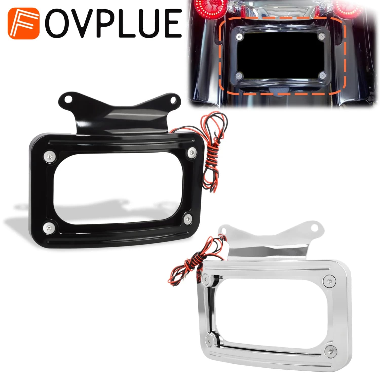 Portatarga Curvo per Moto con Illuminazione LED per Harley Road Glide FLTRX Street Glide FLHX FLHXS Road King FLHRXS
