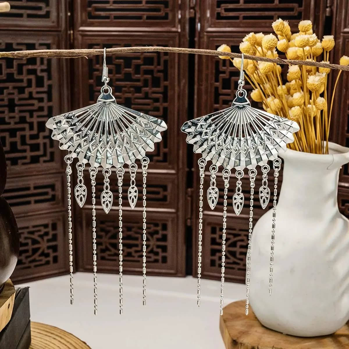 9 Pairs Tassels Charm Dangle Women Earrings Multiple Shapes Ethnic Style Fashion Jewelry Accessories Festival Gift
