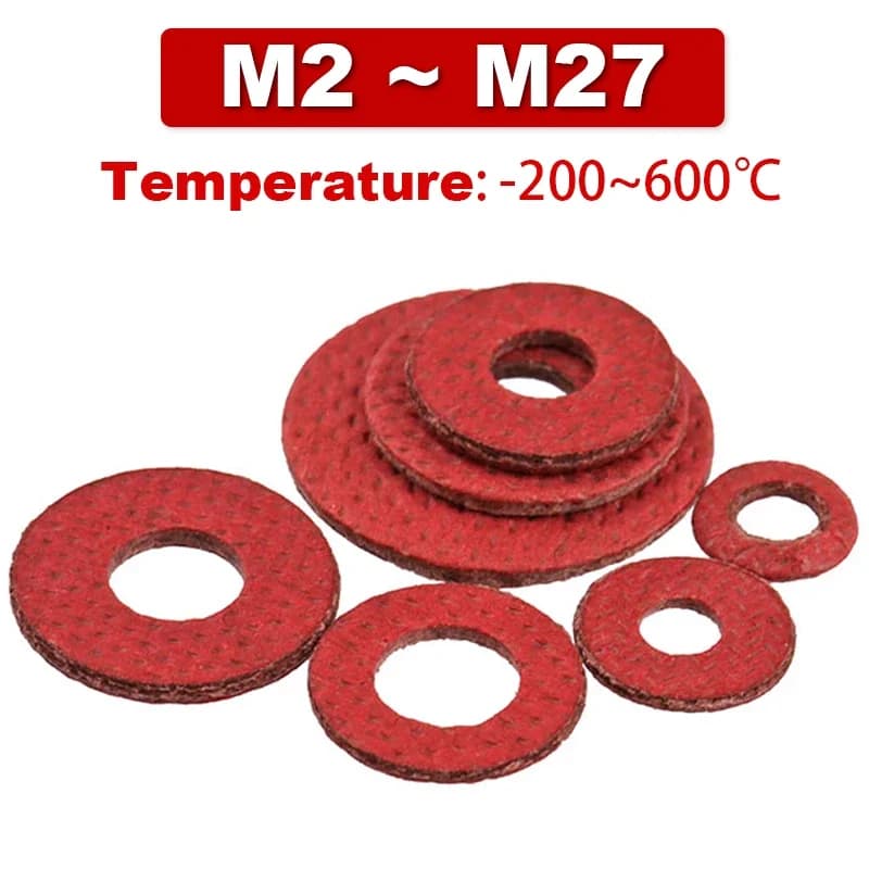 Guarnizioni in carta in acciaio rosso, rondelle in fibra d'acciaio piatto, rondelle isolanti, anelli di tenuta, M2, M2.5, M3, M4, M5, M6, M8, M10, M14, M20