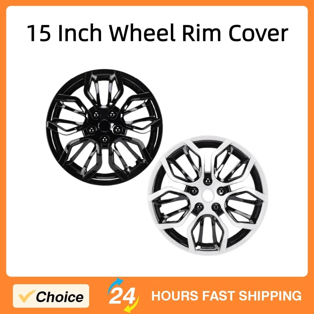 4 copricerchi da 15 pollici per auto, coprimozzi a clip per qualsiasi ruota in acciaio da 15 pollici, compatibili con Fiat 500, V40, Seat, Clio, Peugeot 208